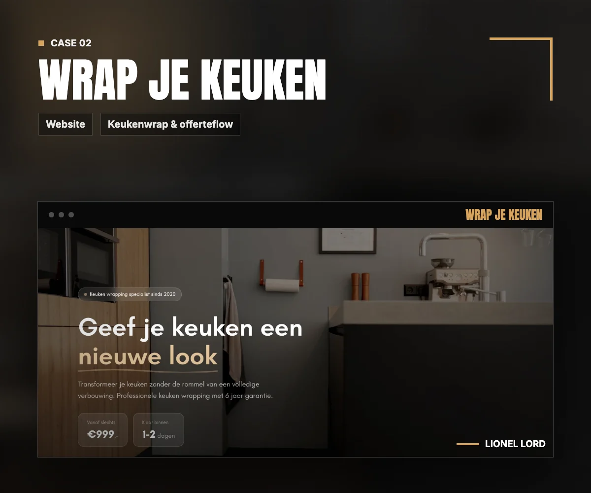 Portfolio thumbnail voor de Wrap je Keuken website